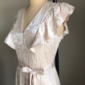 NWOT. Pretty beige feminine midi belted dress